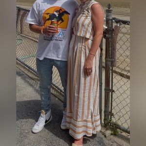 Sancia Matching Striped Set White and Rust